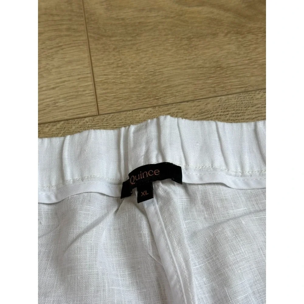 EUC Quince 100% European Linen Pants Womens Size XL White Pull on Quiet Luxury
